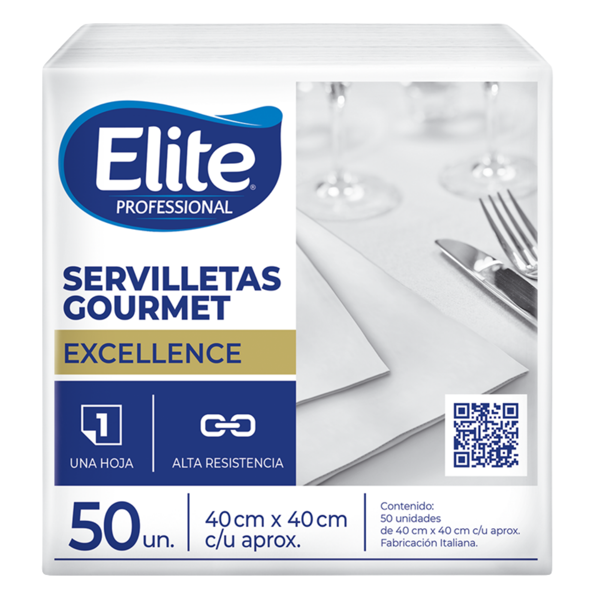 SERVILLETA GOURMET BLANCA - 40X40CM 50H - 361731 